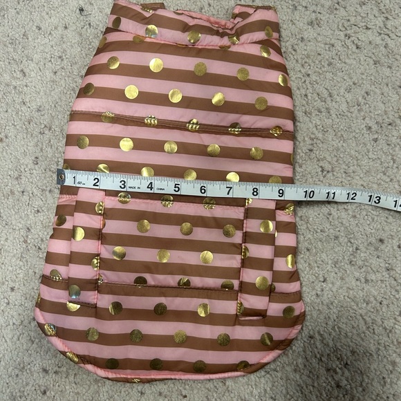 Top paw pink and gold quilted small dog coat - Picture 11 of 11